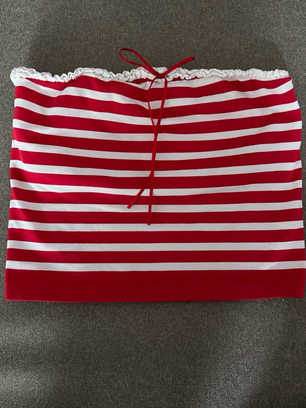 Altar'd State Red and White Striped Tube Mini Skirt